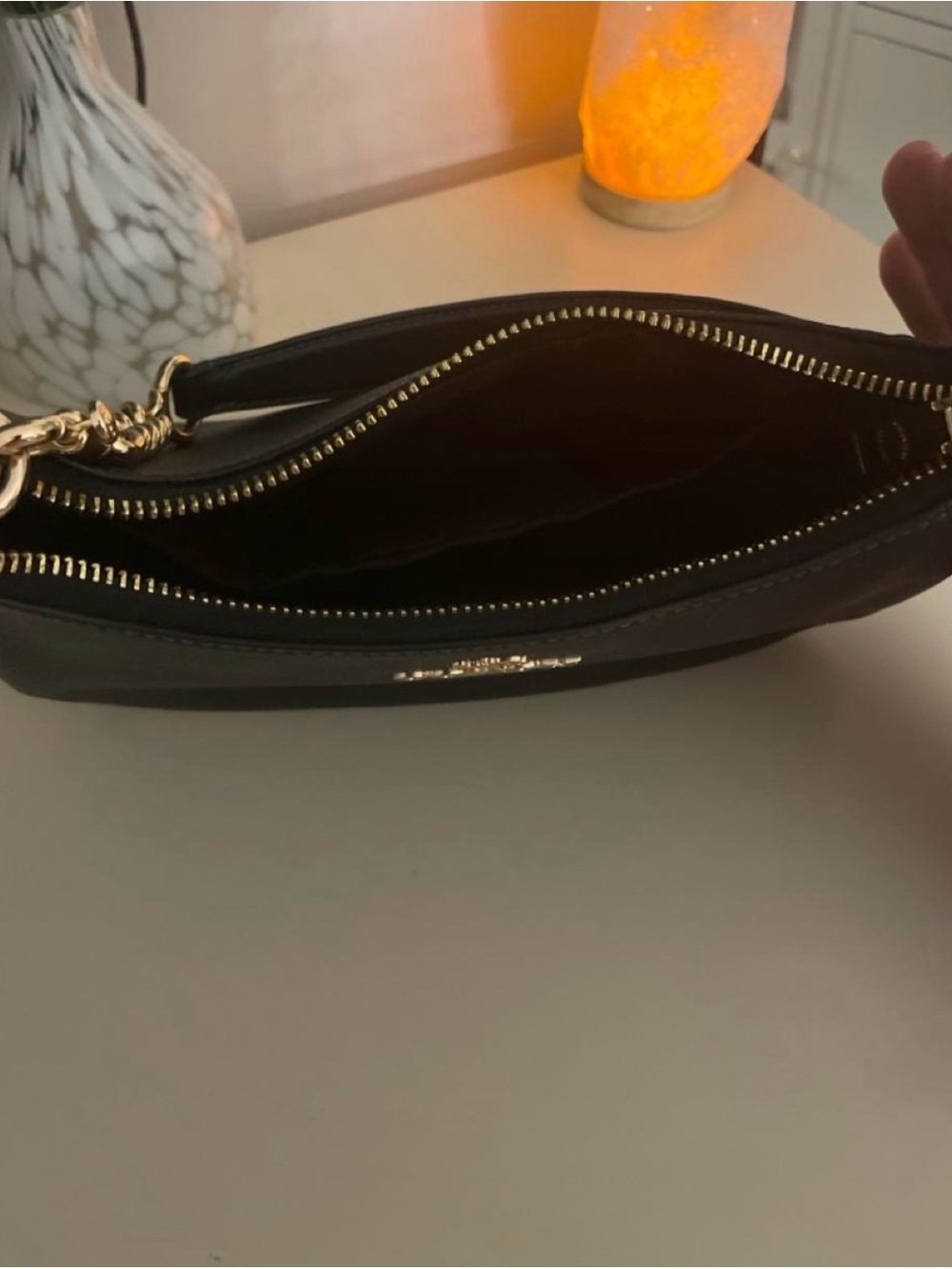 Coach Black Leather Shoulder Bag with Gold Chain Strap - Picture 2 of 3